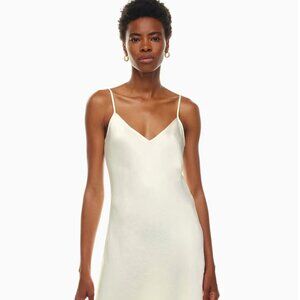 aritzia wilfred dark red satin midi slip dress - size 2XS / size 0
